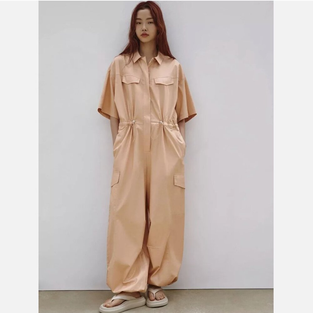 NWT Zara Gabardine shirt-style jumpsuit *AS SEEN ON PRINCESS RAJWA OF JORAN* MED